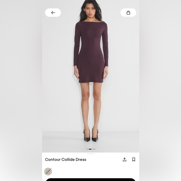 Aritzia Contour Collide Dress – Sculpt Knit Bodycon Mini Beige – Size Small - Picture 8 of 8